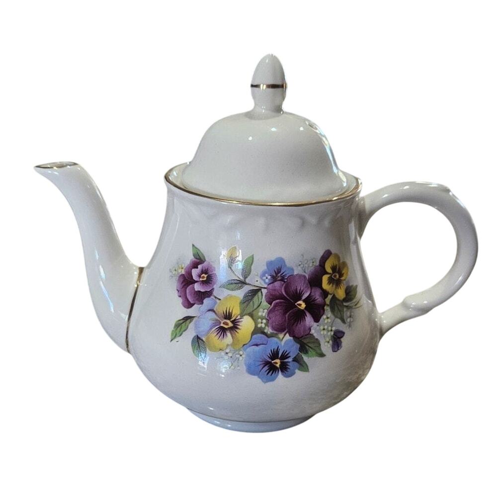 Antique Arthur Wood Pansy Teapot Fine Staffordshire Ironstone